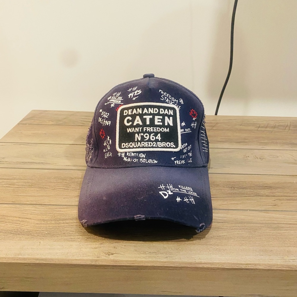 DSQUARED2 Distressed Dark Blue Cap